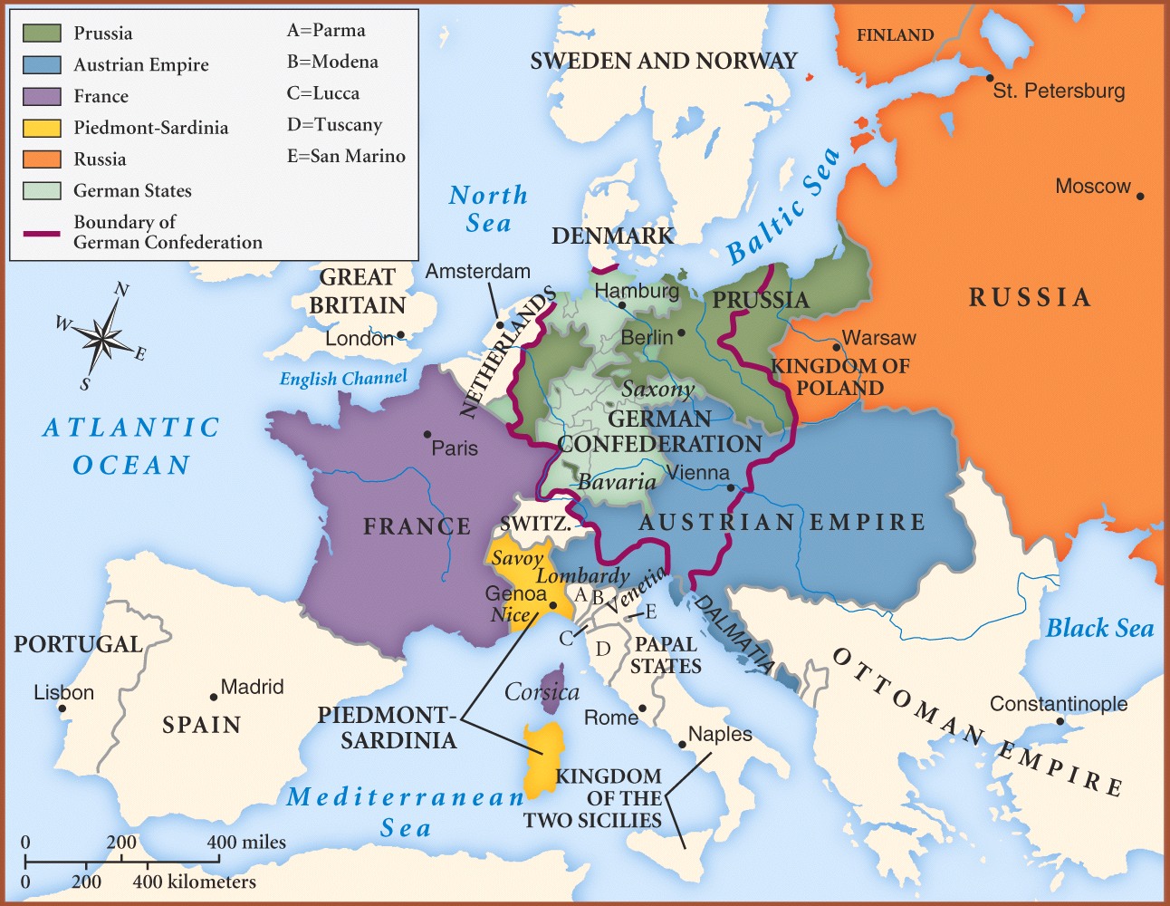 Map Of Europe Congress Of Vienna